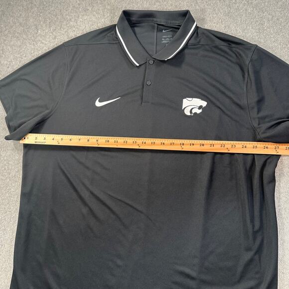 Kansas State Wildcats Nike Dri-Fit Polo Shirt Men's 3XL Black Short Sleeve - Picture 6 of 9